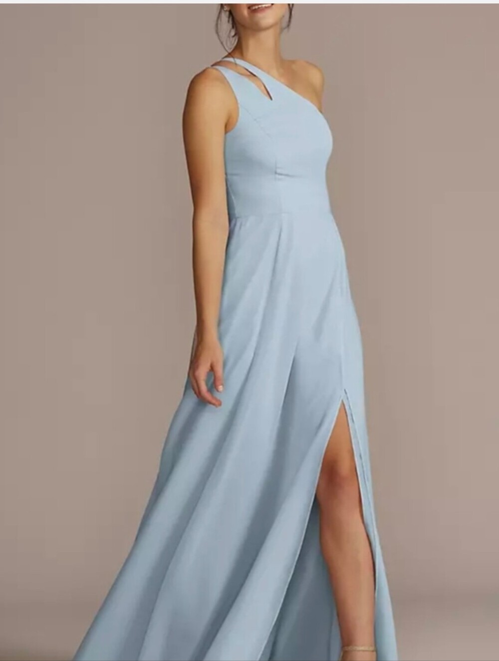 Chiffon One-Shoulder Cutout Dress